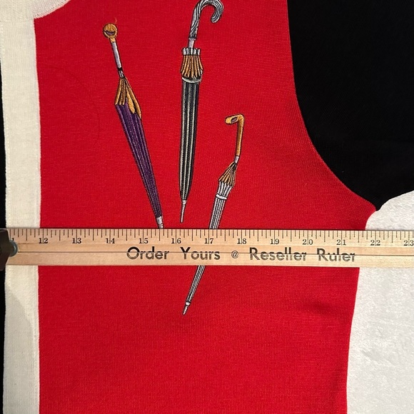 Vintage Zenga Ferri Italy Colorblock Sweater Embroidered Umbrellas Women L - Picture 5 of 8